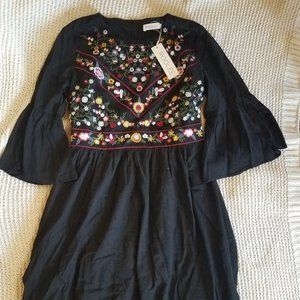 Roolee black embroidered midi dress